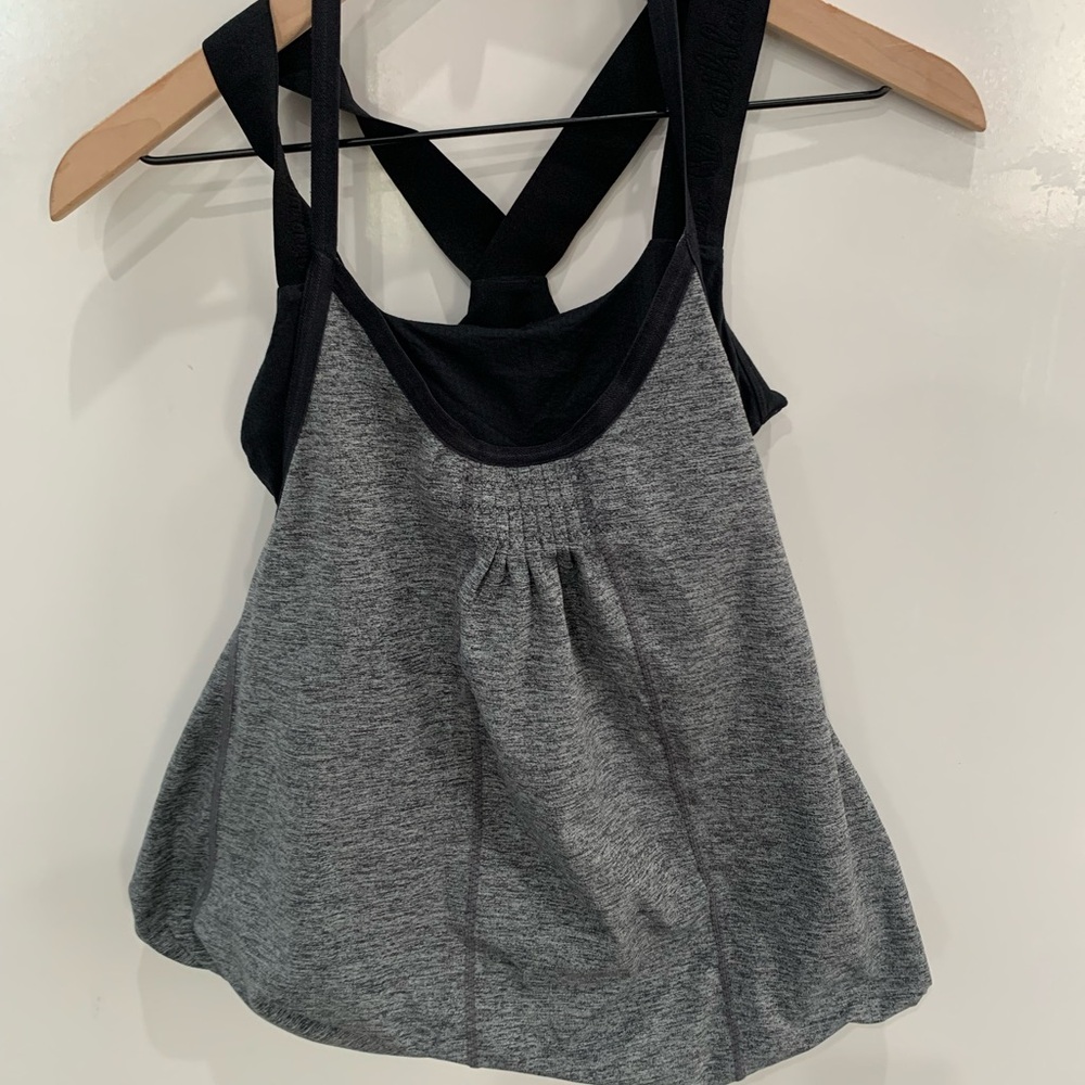 Lululemon Athletica Black and Gray doubleTank Top size 6